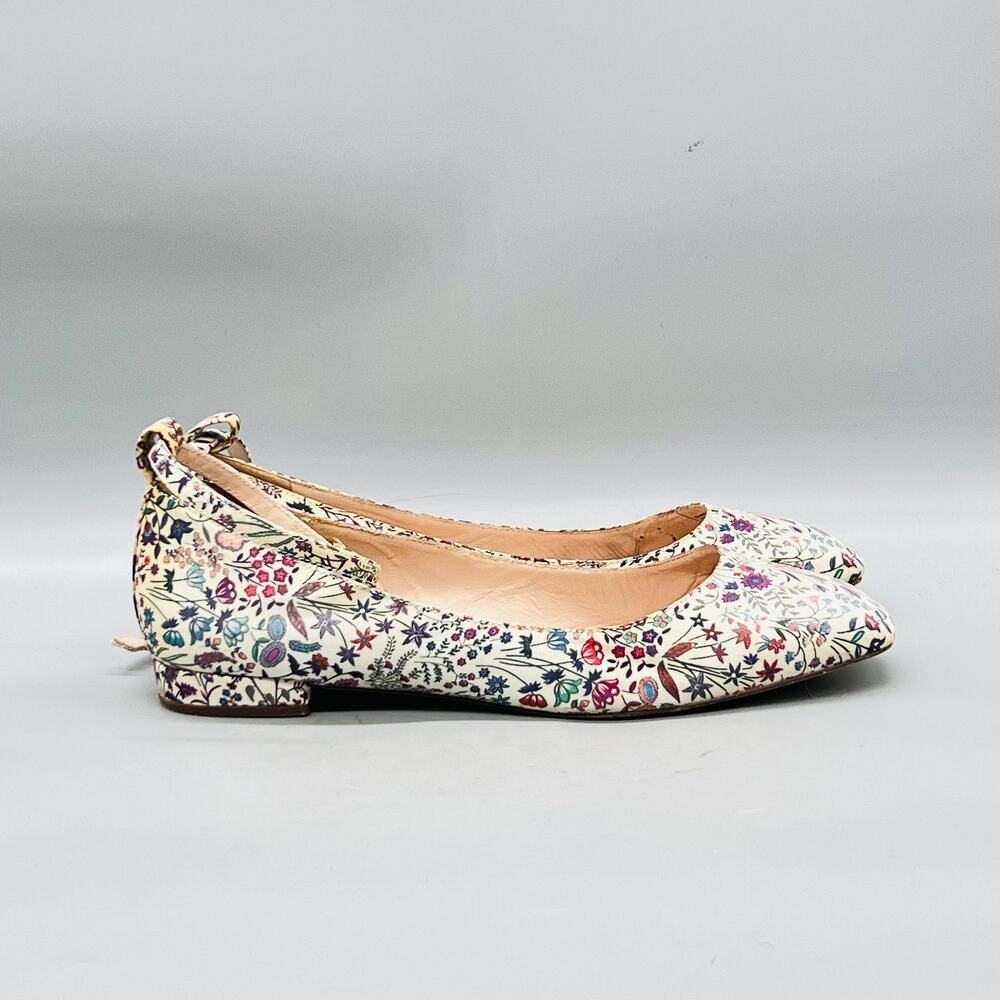 J Crew Shoes Womens 9 Multicolor Fabric Floral Ballet Flats Ankle Strap Buckle